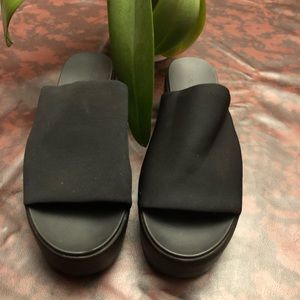 BEBE Black platform wedge sandals